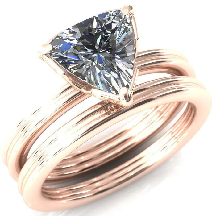 Rings Fire Brilliance Izabel Trillion Moissanite 3 Prong Engagement Ring