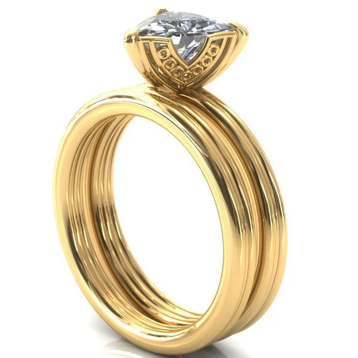Rings Fire Brilliance Izabel Trillion Moissanite 3 Prong Engagement Ring