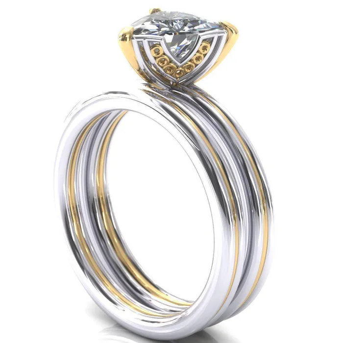 Rings Fire Brilliance Izabel Trillion Moissanite 3 Prong Engagement Ring