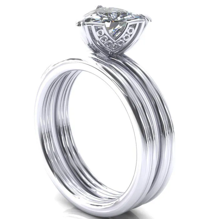 Rings Fire Brilliance Izabel Trillion Moissanite 3 Prong Engagement Ring