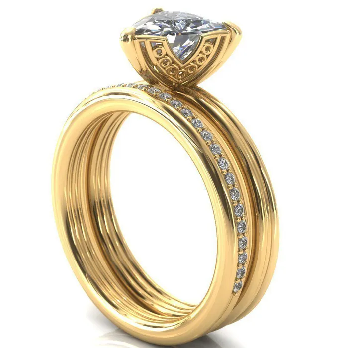 Rings Fire Brilliance Izabel Trillion Moissanite 3 Prong Engagement Ring