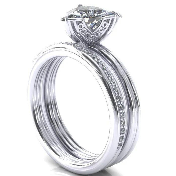 Rings Fire Brilliance Izabel Trillion Moissanite 3 Prong Engagement Ring