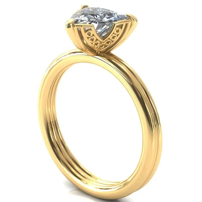 Rings Fire Brilliance Izabel Trillion Moissanite 3 Prong Engagement Ring
