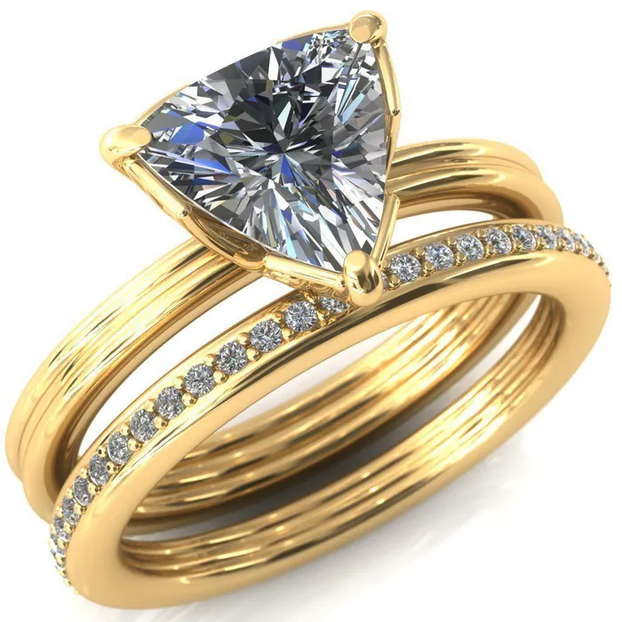 Rings Fire Brilliance Izabel Trillion Moissanite 3 Prong Engagement Ring