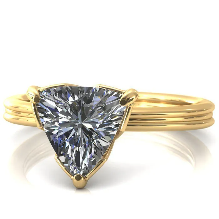 Rings Fire Brilliance Izabel Trillion Moissanite 3 Prong Engagement Ring