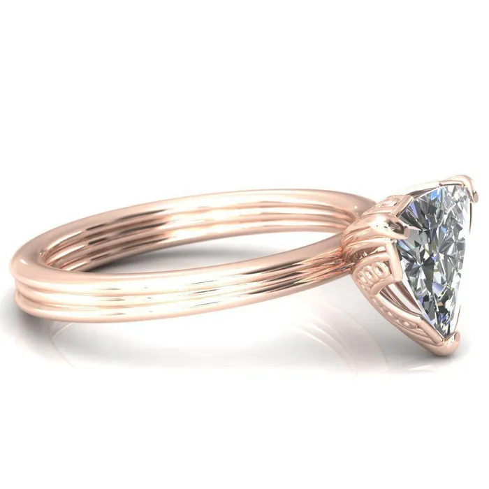 Rings Fire Brilliance Izabel Trillion Moissanite 3 Prong Engagement Ring