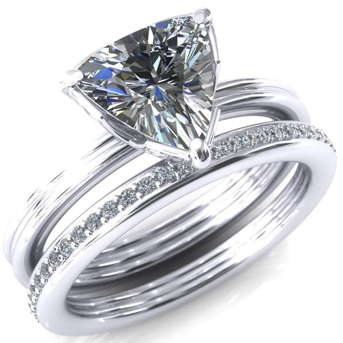 Rings Fire Brilliance Izabel Trillion Moissanite 3 Prong Engagement Ring