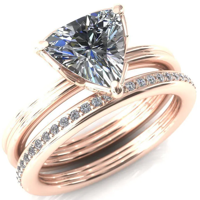 Rings Fire Brilliance Izabel Trillion Moissanite 3 Prong Engagement Ring