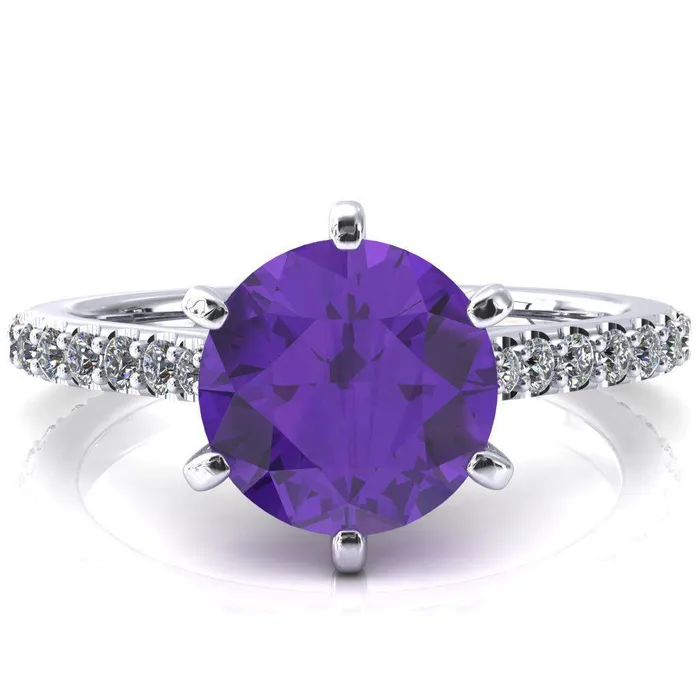 Rings Fire Brilliance Kelsy Round Amethyst 6 Prong 34 Shared Scalloped Inverted Cathedral Ring Rings Fire Brilliance Kelsy Round Amethyst 6 Prong 34 Shared Scalloped Inverted Cathedral Ring