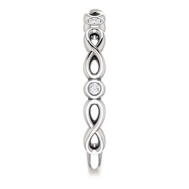 Rings Fire Brilliance Kenla Round Diamond or Moissanite 34 Eternity Infinity Inspired Bezel Set Band