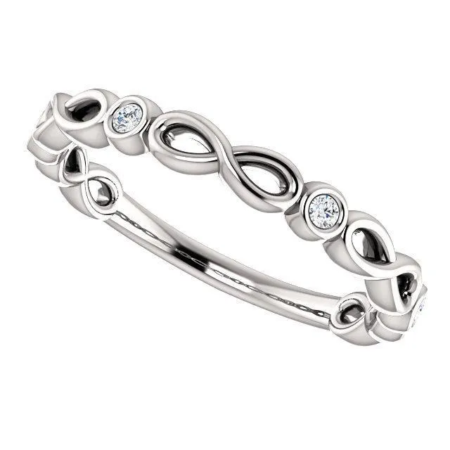 Rings Fire Brilliance Kenla Round Diamond or Moissanite 34 Eternity Infinity Inspired Bezel Set Band