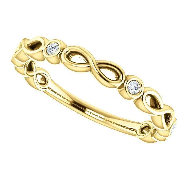 Rings Fire Brilliance Kenla Round Diamond or Moissanite 34 Eternity Infinity Inspired Bezel Set Band