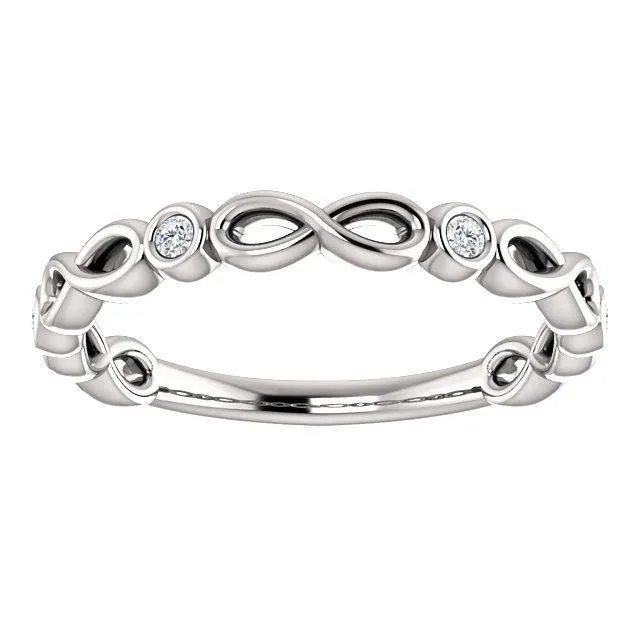 Rings Fire Brilliance Kenla Round Diamond or Moissanite 34 Eternity Infinity Inspired Bezel Set Band