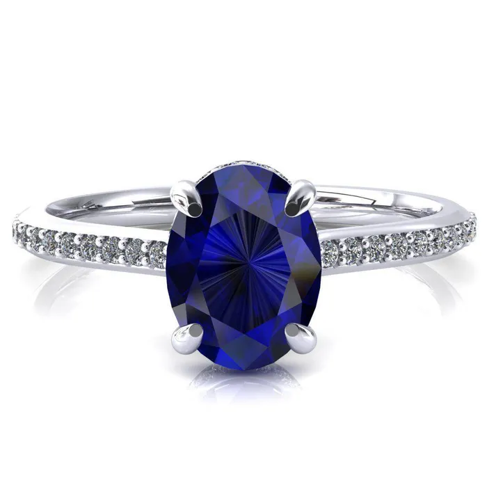 Rings Fire Brilliance Kiki Oval Blue Sapphire 4 Prongs Claw Floating Halo 12 Pinpoint Inverted Cathedral Ring Rings Fire Brilliance Kiki Oval Blue Sapphire 4 Prongs Claw Floating Halo 12 Pinpoint Inverted Cathedral Ring