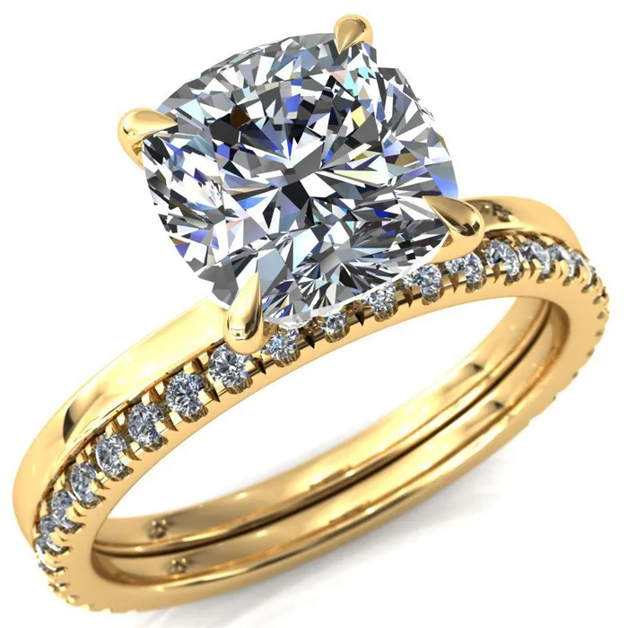 Rings Fire Brilliance Liyana Cushion Moissanite 4 Claw Prong Micro Pave Diamond Accent Neck Ring Engagement Ring Rings Fire Brilliance Liyana Cushion Moissanite 4 Claw Prong Micro Pave Diamond Accent Neck Ring Engagement Ring