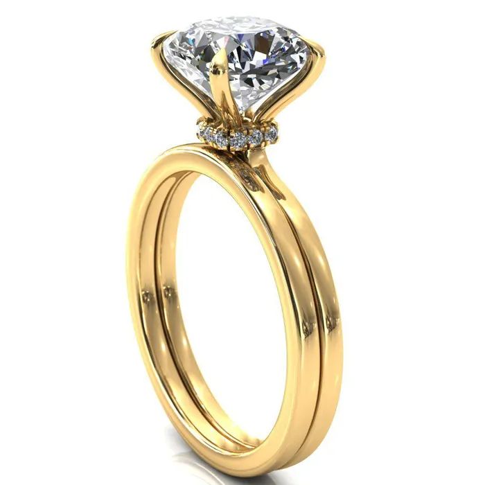 Rings Fire Brilliance Liyana Cushion Moissanite 4 Claw Prong Micro Pave Diamond Accent Neck Ring Engagement Ring