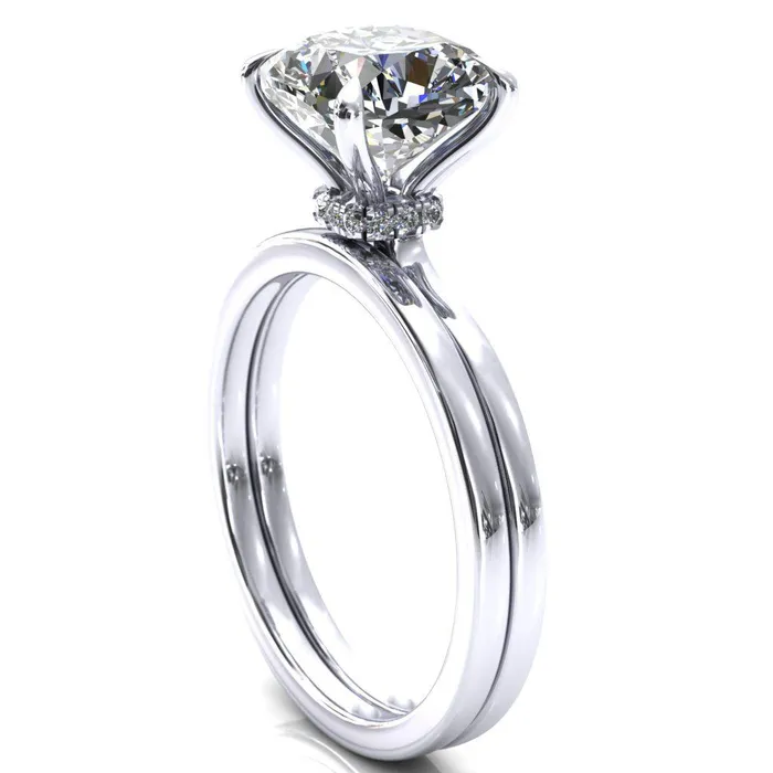 Rings Fire Brilliance Liyana Cushion Moissanite 4 Claw Prong Micro Pave Diamond Accent Neck Ring Engagement Ring
