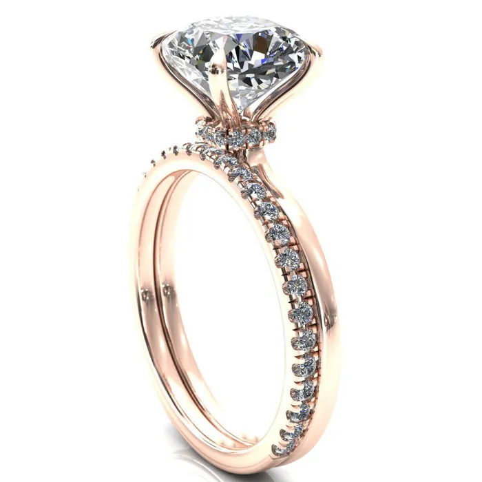 Rings Fire Brilliance Liyana Cushion Moissanite 4 Claw Prong Micro Pave Diamond Accent Neck Ring Engagement Ring