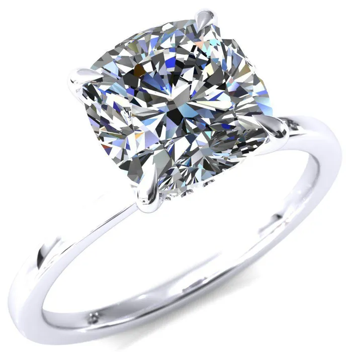 Rings Fire Brilliance Liyana Cushion Moissanite 4 Claw Prong Micro Pave Diamond Accent Neck Ring Engagement Ring