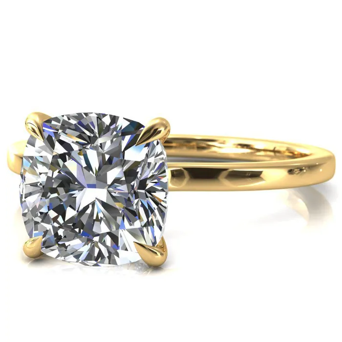 Rings Fire Brilliance Liyana Cushion Moissanite 4 Claw Prong Micro Pave Diamond Accent Neck Ring Engagement Ring
