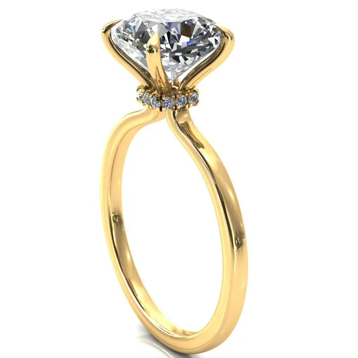 Rings Fire Brilliance Liyana Cushion Moissanite 4 Claw Prong Micro Pave Diamond Accent Neck Ring Engagement Ring