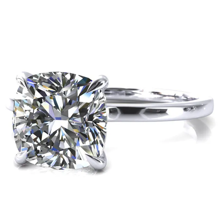 Rings Fire Brilliance Liyana Cushion Moissanite 4 Claw Prong Micro Pave Diamond Accent Neck Ring Engagement Ring