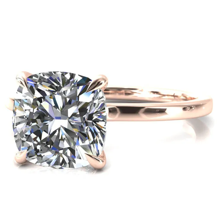 Rings Fire Brilliance Liyana Cushion Moissanite 4 Claw Prong Micro Pave Diamond Accent Neck Ring Engagement Ring