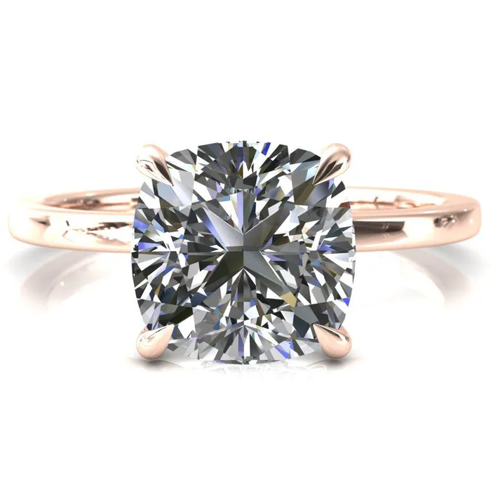 Rings Fire Brilliance Liyana Cushion Moissanite 4 Claw Prong Micro Pave Diamond Accent Neck Ring Engagement Ring