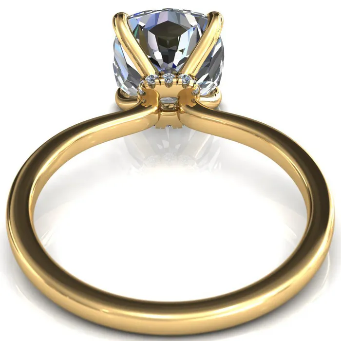 Rings Fire Brilliance Liyana Cushion Moissanite 4 Claw Prong Micro Pave Diamond Accent Neck Ring Engagement Ring
