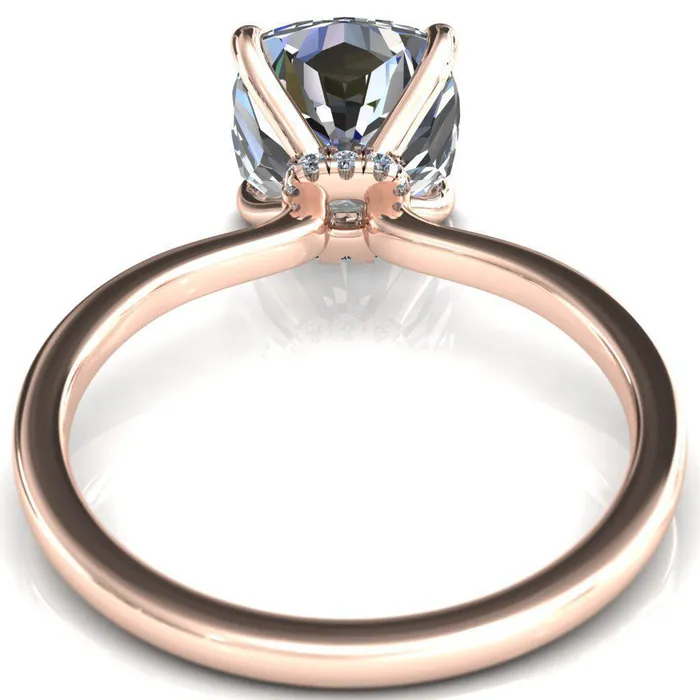 Rings Fire Brilliance Liyana Cushion Moissanite 4 Claw Prong Micro Pave Diamond Accent Neck Ring Engagement Ring