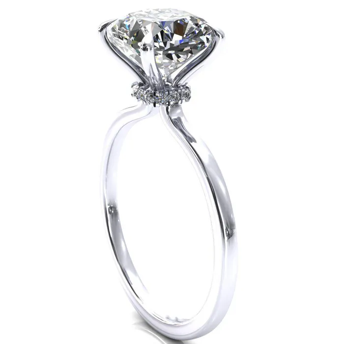 Rings Fire Brilliance Liyana Cushion Moissanite 4 Claw Prong Micro Pave Diamond Accent Neck Ring Engagement Ring