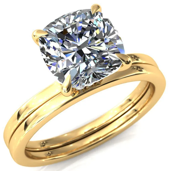 Rings Fire Brilliance Liyana Cushion Moissanite 4 Claw Prong Micro Pave Diamond Accent Neck Ring Engagement Ring