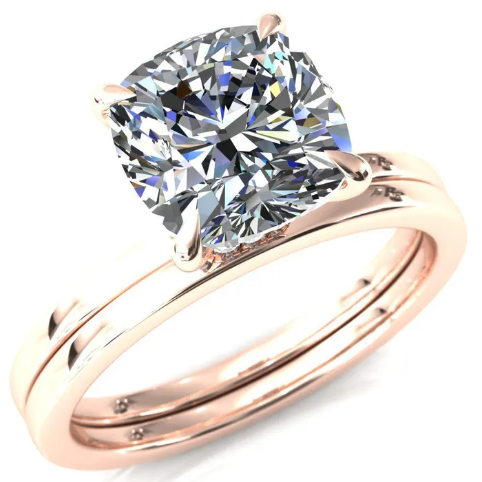 Rings Fire Brilliance Liyana Cushion Moissanite 4 Claw Prong Micro Pave Diamond Accent Neck Ring Engagement Ring