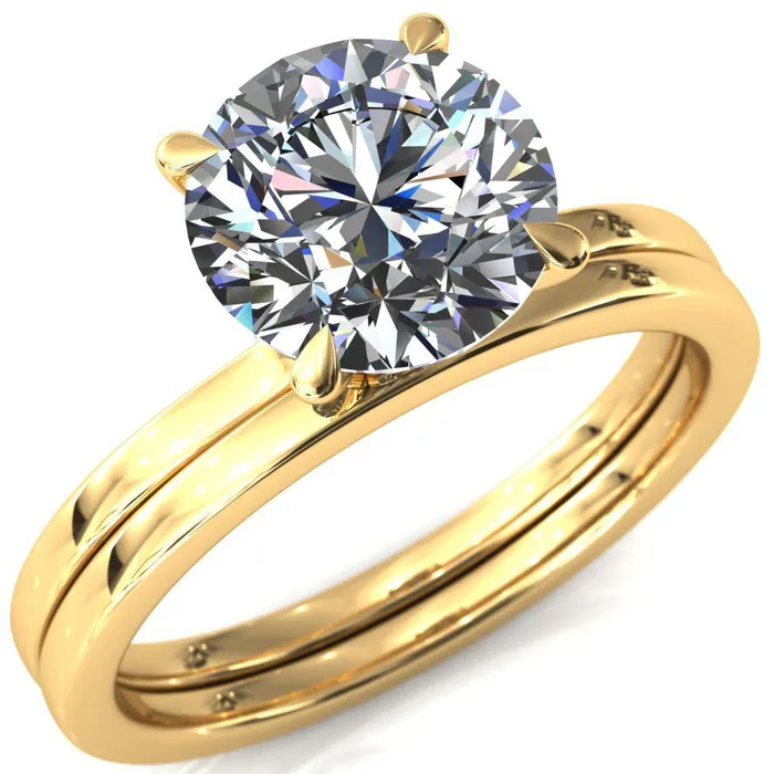 Rings Fire Brilliance Liyana Round Center Stone 4 Claw Prong Micro Pave Diamond Accent Neck Ring Engagement Ring