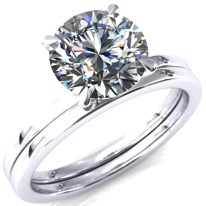 Rings Fire Brilliance Liyana Round Center Stone 4 Claw Prong Micro Pave Diamond Accent Neck Ring Engagement Ring