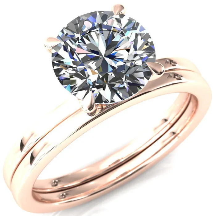 Rings Fire Brilliance Liyana Round Center Stone 4 Claw Prong Micro Pave Diamond Accent Neck Ring Engagement Ring