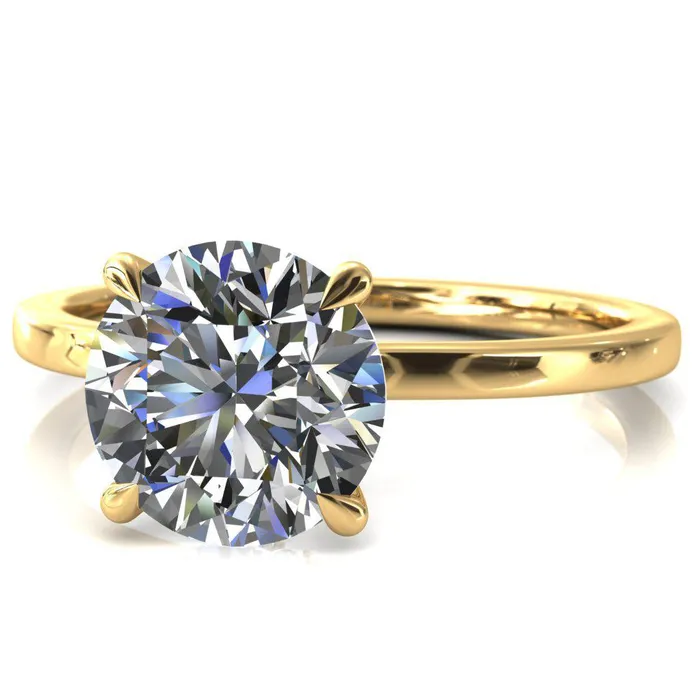 Rings Fire Brilliance Liyana Round Center Stone 4 Claw Prong Micro Pave Diamond Accent Neck Ring Engagement Ring