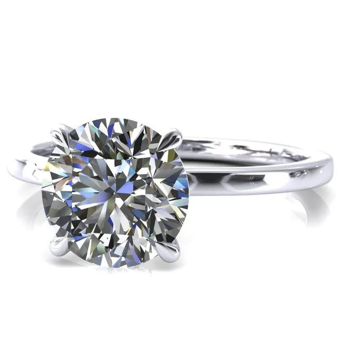 Rings Fire Brilliance Liyana Round Center Stone 4 Claw Prong Micro Pave Diamond Accent Neck Ring Engagement Ring