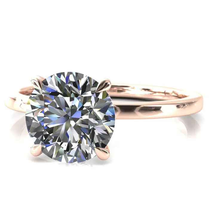 Rings Fire Brilliance Liyana Round Center Stone 4 Claw Prong Micro Pave Diamond Accent Neck Ring Engagement Ring