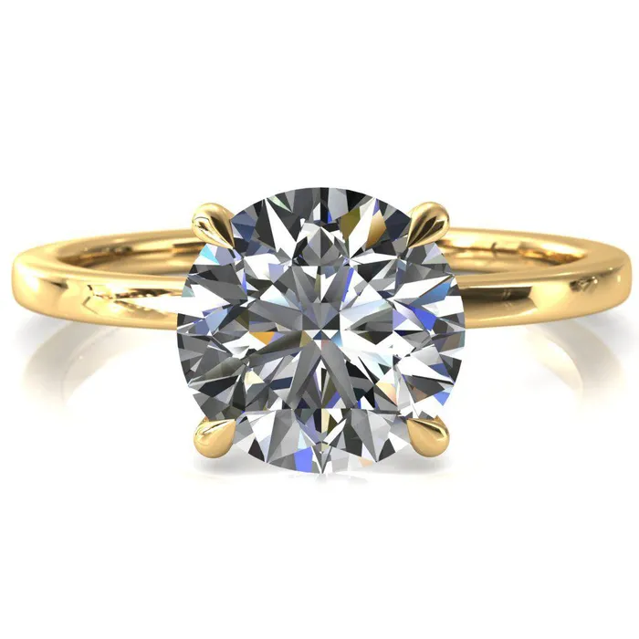 Rings Fire Brilliance Liyana Round Center Stone 4 Claw Prong Micro Pave Diamond Accent Neck Ring Engagement Ring
