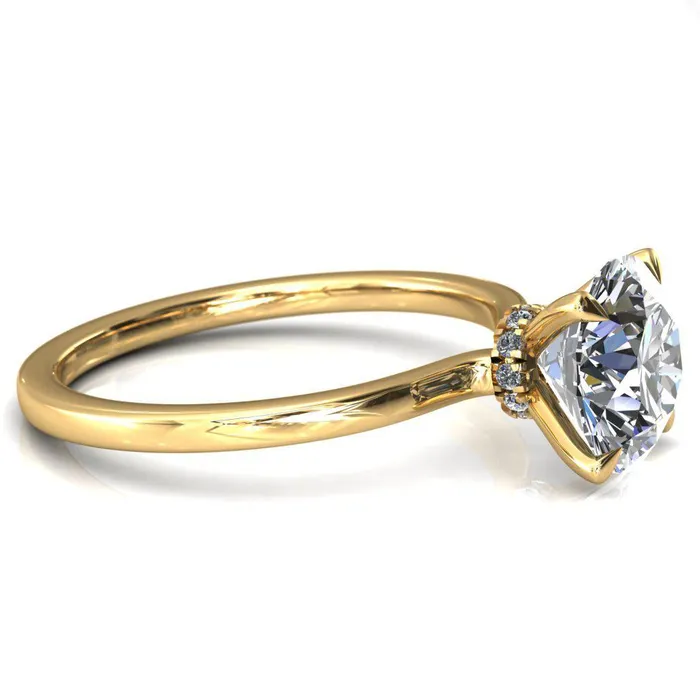 Rings Fire Brilliance Liyana Round Center Stone 4 Claw Prong Micro Pave Diamond Accent Neck Ring Engagement Ring
