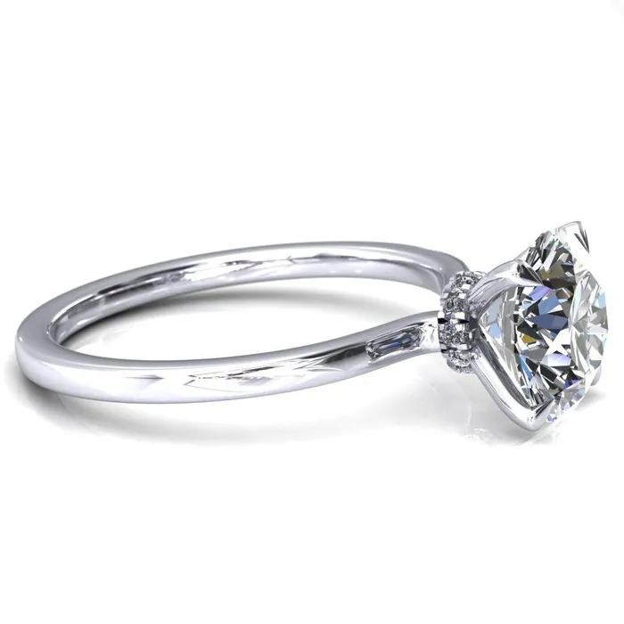 Rings Fire Brilliance Liyana Round Center Stone 4 Claw Prong Micro Pave Diamond Accent Neck Ring Engagement Ring