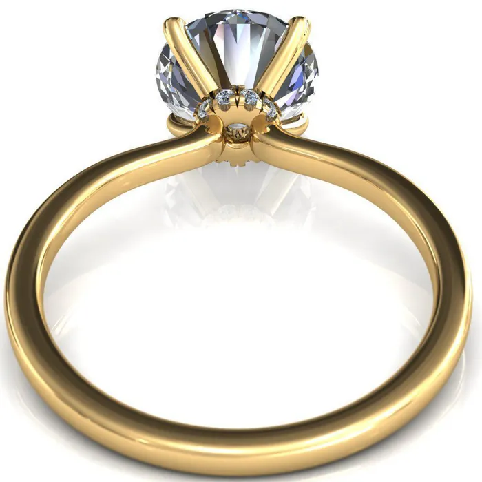 Rings Fire Brilliance Liyana Round Center Stone 4 Claw Prong Micro Pave Diamond Accent Neck Ring Engagement Ring