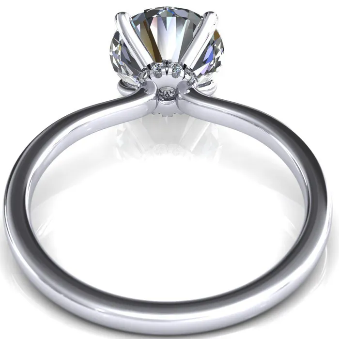 Rings Fire Brilliance Liyana Round Center Stone 4 Claw Prong Micro Pave Diamond Accent Neck Ring Engagement Ring