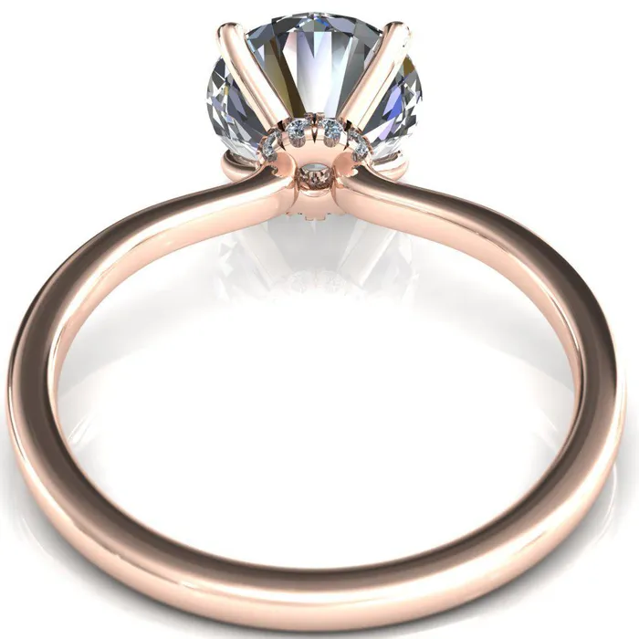 Rings Fire Brilliance Liyana Round Center Stone 4 Claw Prong Micro Pave Diamond Accent Neck Ring Engagement Ring