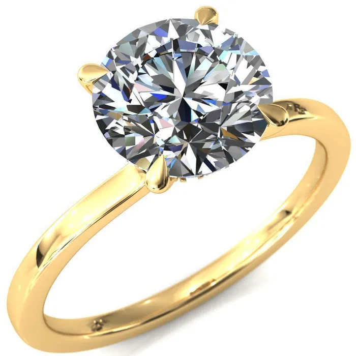 Rings Fire Brilliance Liyana Round Center Stone 4 Claw Prong Micro Pave Diamond Accent Neck Ring Engagement Ring