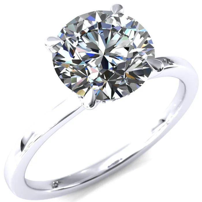 Rings Fire Brilliance Liyana Round Center Stone 4 Claw Prong Micro Pave Diamond Accent Neck Ring Engagement Ring