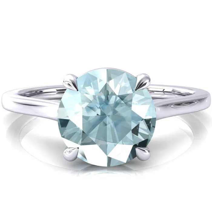 Rings Fire Brilliance Lizzy Round Aqua Blue Spinel 4 Claw Prong Cathedral Engagement Ring Rings Fire Brilliance Lizzy Round Aqua Blue Spinel 4 Claw Prong Cathedral Engagement Ring