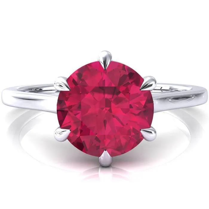 Rings Fire Brilliance Lizzy Round Ruby 6 Claw Prong Cathedral Engagement Ring Rings Fire Brilliance Lizzy Round Ruby 6 Claw Prong Cathedral Engagement Ring
