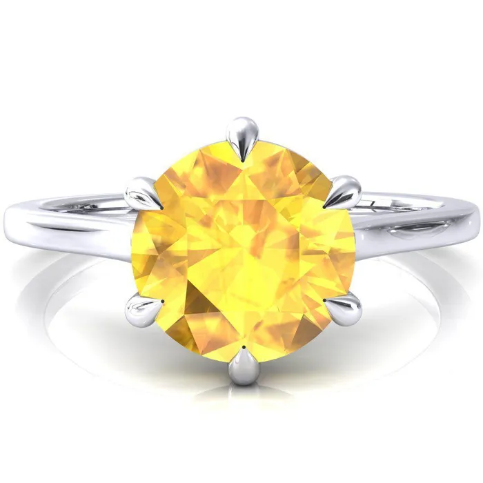 Rings Fire Brilliance Lizzy Round Yellow Sapphire 6 Claw Prong Cathedral Engagement Ring Rings Fire Brilliance Lizzy Round Yellow Sapphire 6 Claw Prong Cathedral Engagement Ring